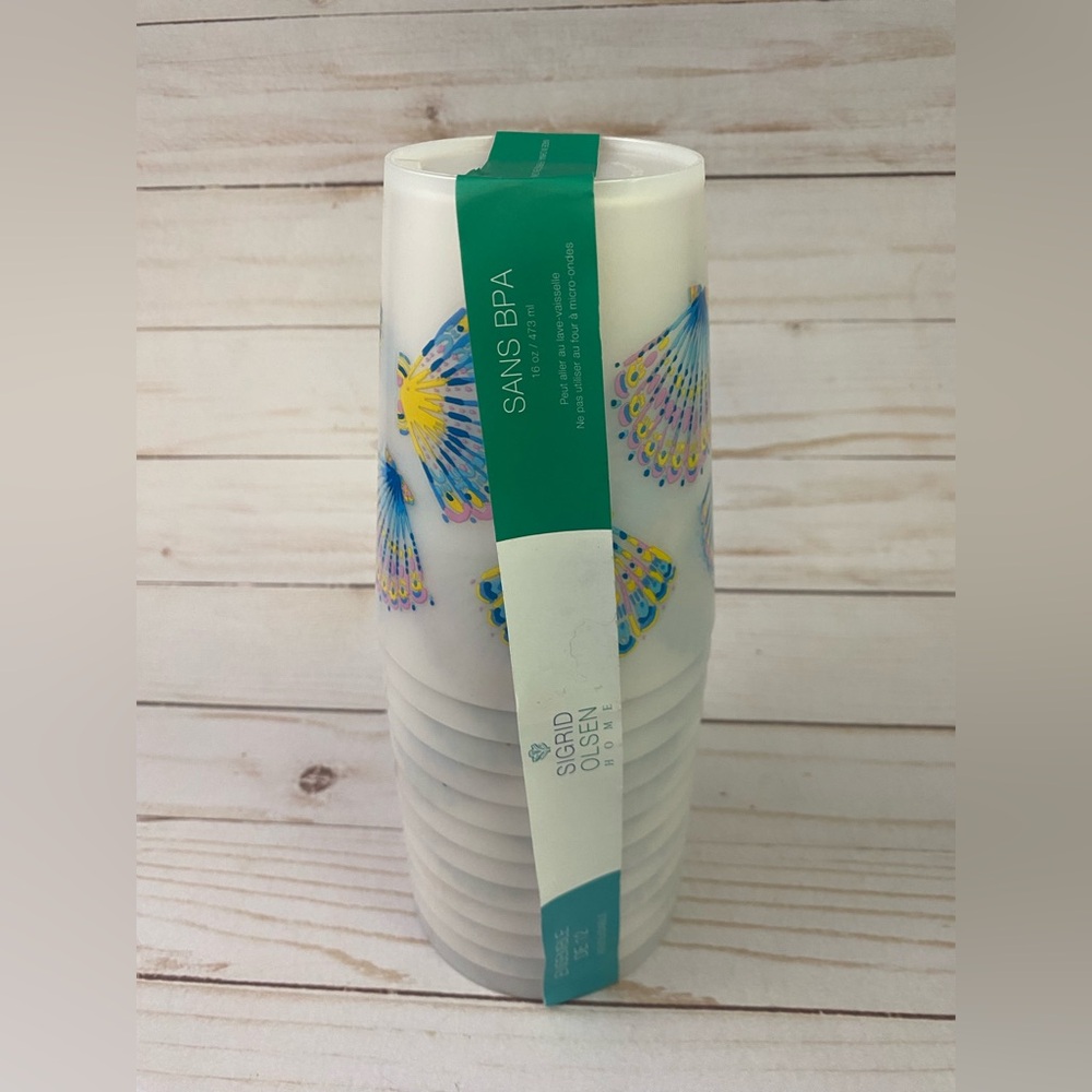 Pack Of 12 New Sigrid Olsen Seashell Reusable Tumblers Cups 16 oz BPA Free - Picture 3 of 5